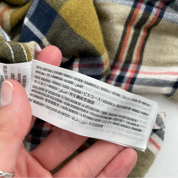 A&F Abercrombie & Fitch Women’s Buttoned Shirt Olive Blue Plaid S - Picture 5 of 5